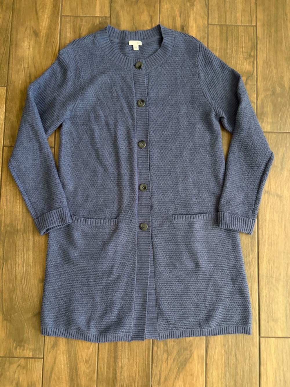 J. Jill Blue Long Button-Front Women's Cardigan